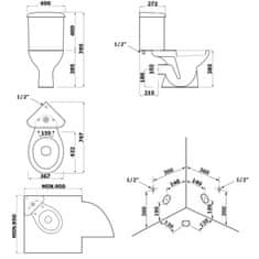 AQUALINE CLIFTON rohové WC kombi, dvojtlačítko 3/6l, zadní/spodní odpad, bílá FS1PK - Aqualine