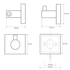 SAPHO X-SQUARE háček, chrom XQ203 - Sapho