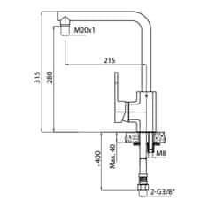 SAPHO INOVA stojánková dřezová baterie, výška 275mm, bílá mat RH125W - Sapho