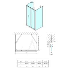 POLYSAN EASY LINE sprchový kout 800x1000mm, skládací dveře, L/P, čiré sklo EL1980EL3415EL3415 - Polysan