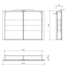 SAPHO GRETA galerka s LED osvětlením, 101x70x14cm, bílá mat GT100-0031 - Sapho