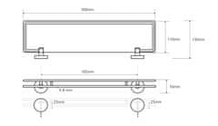 SAPHO X-ROUND E skleněná polička s výklopnou hrazdou 300x130mm, mléčné sklo, chrom XR607 - Sapho