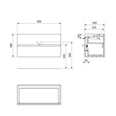 SAPHO ODETTA umyvadlová skříňka 95x50x43,5cm, jilm bardini DT100-1313 - Sapho