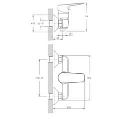 AQUALINE LOTTA nástěnná sprchová baterie, rozteč 150mm, černá mat LT611B - Aqualine