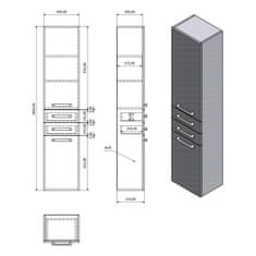 AQUALINE VEGA skříňka vysoká s košem, 40x184x31cm, bílá VG180 - Aqualine