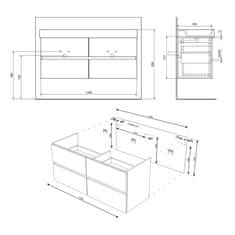 SAPHO FILENA dvojumyvadlová skříňka 118x51,5x43cm, dub FID1212D - Sapho