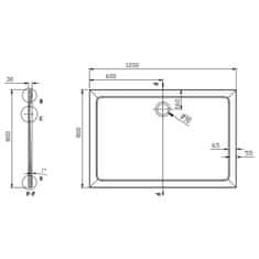 AQUALINE TECMI sprchová vanička z litého mramoru, 120x80x3cm PQ12080 - Aqualine