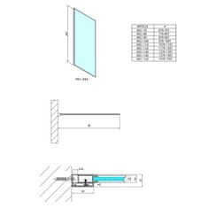 POLYSAN MODULAR SHOWER jednodílná zástěna pevná k instalaci na zeď, 1300 mm MS1-130 - Polysan