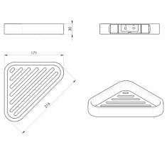 Gedy SMART rohová police do sprchy, 170x30x170mm, černá mat 328314 - Gedy