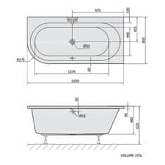 POLYSAN ASTRA R asymetrická vana 165x80x48cm, bílá 34611 - Polysan