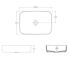 ISVEA INFINITY RECTANGLE keramické umyvadlo na desku, 50x36cm, černá mat 10NF65050-2N - Isvea