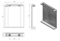 AQUALINE KORIN zrcadlo s LED osvětlením a zásuvkou 60x70x12cm KO397 - Aqualine