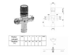 SAPHO Termostatický směšovač, 1/2", 30-60 stupňů, zpětné klapky TMT12MPM - Sapho