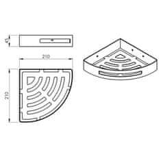 Gedy SMART rohová police do sprchy, 210x45x210mm, nerez lesk 2479 - Gedy