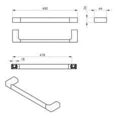 Gedy PIRENEI držák ručníků 450x66mm, černá mat PI214514 - Gedy