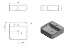 SAPHO MOLVENO keramické umyvadlo na desku, 39,5x39,5 cm, bílá AR453 - Sapho