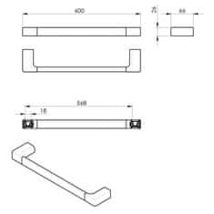 Gedy PIRENEI držák ručníků 600x66mm, chrom PI216013 - Gedy