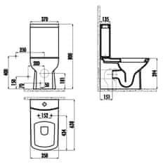 Creavit LARA WC kombi, spodní/zadní odpad, černá mat LR360 - CREAVIT