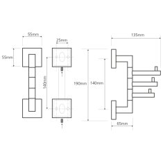 SAPHO X-SQUARE trojháček otočný, chrom XQ204 - Sapho