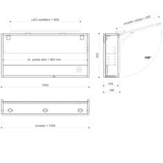 SAPHO CLOE galerka s LED osvětlením 100x50x18cm, borovice rustik CE100-0016 - Sapho