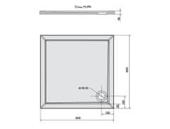 POLYSAN AURA sprchová vanička z litého mramoru, čtverec 80x80cm, bílá 42511 - Polysan