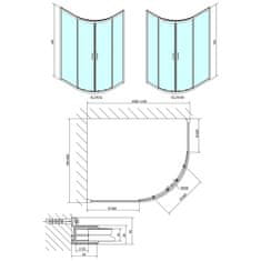 POLYSAN EASY LINE čtvrtkruhová sprchová zástěna 1100x800mm, L/R, čiré sklo EL2415 - Polysan