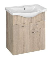 AQUALINE KERAMIA FRESH umyvadlová skříňka, 1 zásuvka, 60,6x74x34cm, dub platin 50066 - Aqualine