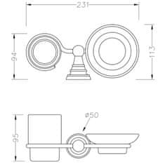 SAPHO DIAMOND mýdlenka, mléčné sklo, bronz 1318-04 - Sapho