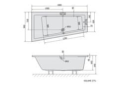 POLYSAN ANDRA L asymetrická vana 180x90x45cm, bílá 72872 - Polysan