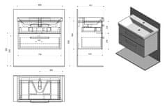SAPHO THEIA umyvadlová skříňka 75,6x50x44,2cm, 2xzásuvka, dub alabama TH080-2222 - Sapho