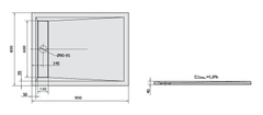 POLYSAN VARESA sprchová vanička z litého mramoru se záklopem, obdélník 90x80cm, bílá 71606 - Polysan