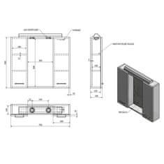 AQUALINE ZOJA/KERAMIA FRESH galerka s LED osvětlením, 70x60x14cm, dub platin 45029 - Aqualine