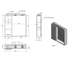 AQUALINE ZOJA/KERAMIA FRESH galerka s LED osvětlením, 60x60x14cm, levá, bílá 45021 - Aqualine