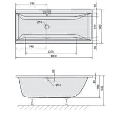 POLYSAN CLEO obdélníková vana 180x90x48cm, bílá 13111 - Polysan