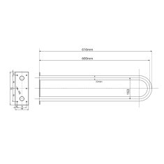 SAPHO HANDICAP opěrné pevné madlo tvar U 600mm, nerez lesk XH538 - Sapho