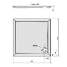 POLYSAN AURA sprchová vanička z litého mramoru, čtverec 90x90cm, bílá 43511 - Polysan