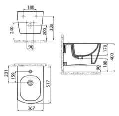 Creavit GLANC bidet závěsný, 37x51,5 cm, bílá GC510 - CREAVIT