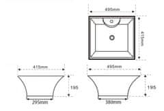 AQUALINE Keramické umyvadlo na desku, 49,5x41,5 cm, bílá 49411 - Aqualine