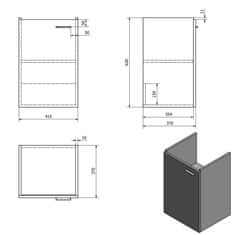 AQUALINE ZOJA umyvadlová skříňka 41,5x63x37,6cm, bílá 56372 - Aqualine