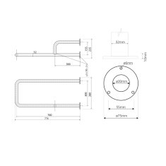 SAPHO HANDICAP opěrné madlo PRAVÉ 760mm, nerez lesk XH536 - Sapho