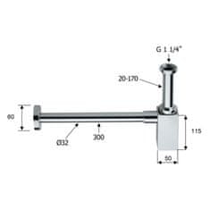 SAPHO Umyvadlový sifon 5/4", odpad 32mm, hranatý, černá mat SI415 - Sapho