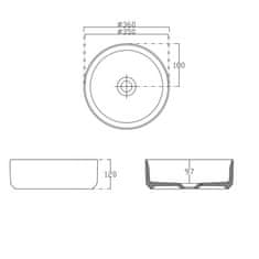 ISVEA INFINITY ROUND keramické umyvadlo na desku, průměr 36cm, černá mat 10NF65036B - Isvea