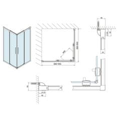 SAPHO LUCIS LINE čtvercová sprchová zástěna 900x900mm, čiré sklo DL1615 - Sapho