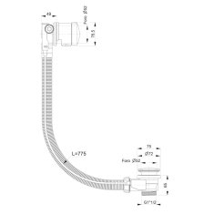 POLYSAN Vanová souprava s napouštěním, bovden, délka 775mm, zátka 72mm, bronz 86388 - Polysan