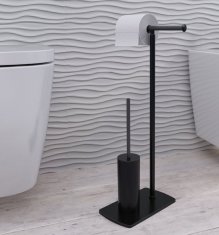 SAPHO FLORIDA stojan s držákem na toaletní papír a WC štětkou, černá mat 733214 - Sapho