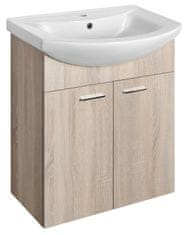 AQUALINE ZOJA umyvadlová skříňka 61,5x74x32,5cm, dub platin, 2x dvířka 51163 - Aqualine