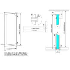 POLYSAN ARCHITEX sada pro uchycení skla, podlaha-stěna-strop, max. š. 1200mm, černá mat AXL2812B - Polysan