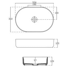 ISVEA INFINITY OVAL keramické umyvadlo na desku, 55x36cm, černá mat 10NF65055-2N - Isvea