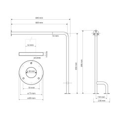 SAPHO HANDICAP opěrné madlo PRAVÉ 800x850mm, nerez lesk XH528 - Sapho