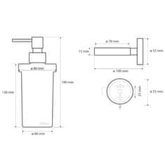 SAPHO X-STEEL dávkovač mýdla 230ml, mléčné sklo, nerez mat XS101 - Sapho